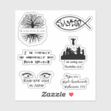 Rooted in Jesus christian black sticker pack