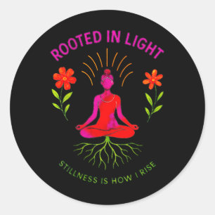 Rooted In Light Yoga Meditation Design Classic Round Sticker