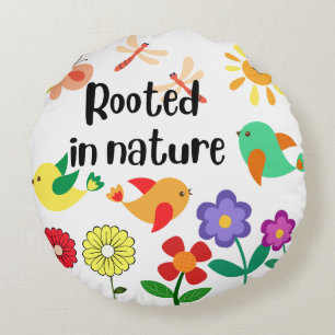 "Rooted in Nature" Eco-Inspired Graphic Round Cushion