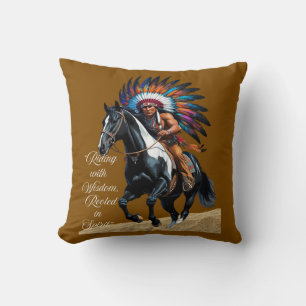 Rooted in Spirit – Native Rider Throw Pillow