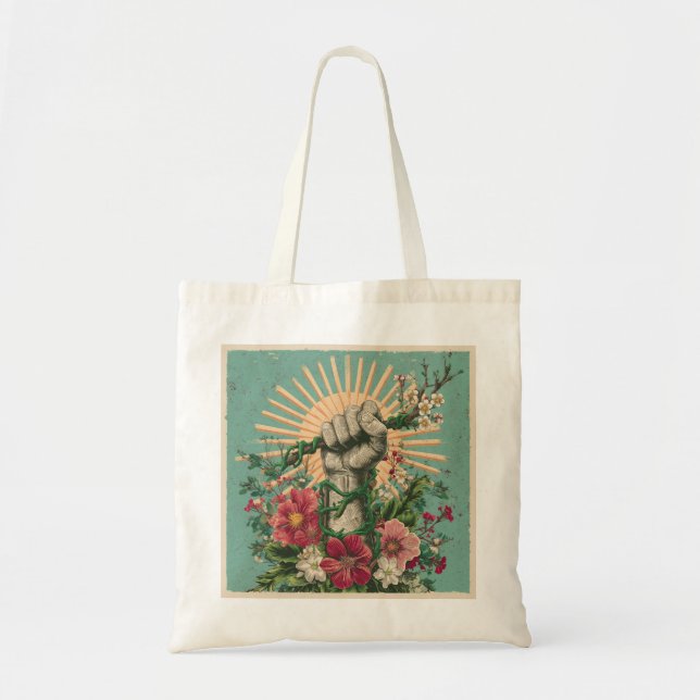 Rooted Resistance - Solarpunk Protest Tote Bag (Front)
