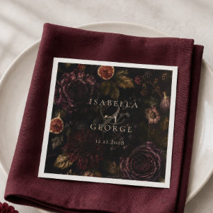 Rooted Romance Dark Botanical Wedding Napkin
