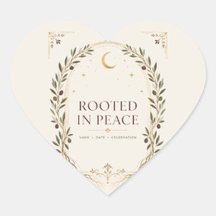 Rooted Romance Plum Olive Personalised Wedding Fav Heart Sticker