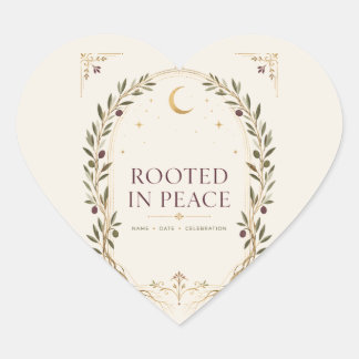 Rooted Romance Plum Olive Personalised Wedding Fav Heart Sticker
