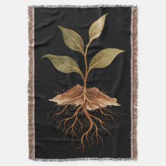 Rooted Seedling | Earthy Boho Plant Lover Gift Throw Blanket