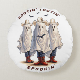Rootin Tootin Spookin Western Ghosts Custom Text   Round Cushion
