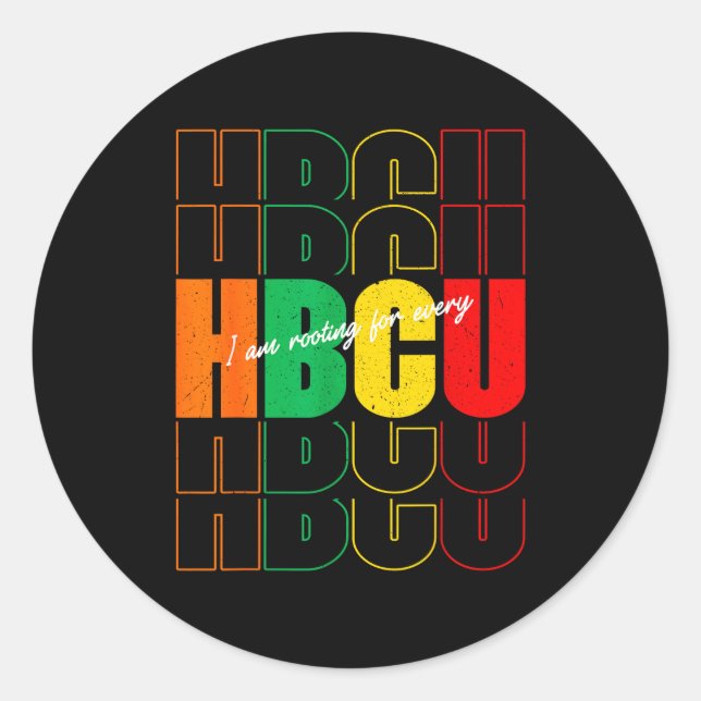 Rooting Every Hbcu Historical Black Classic Round Sticker (Front)