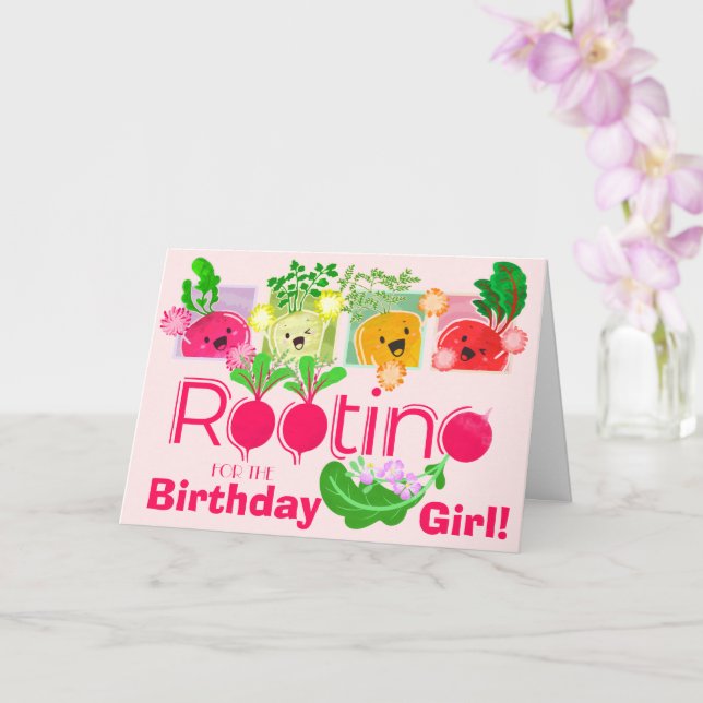 Rooting for the Birthday Girl | Motivational Pun Card (Orchid)