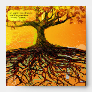 Roots of Love Fall Tree Wedding Envelopes