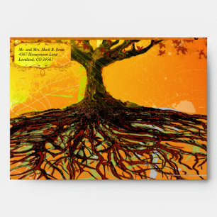 Roots of Love Fall Tree Wedding Envelopes