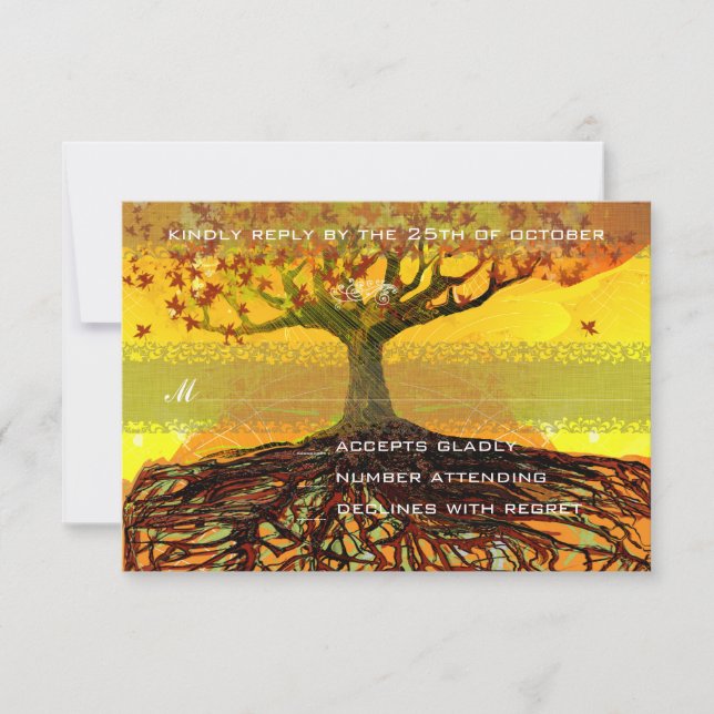 Roots of Love Romantic Tree Wedding RSVP (Front)