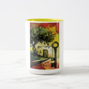 Roots of Resilience: Ancient Palestine Olive Tree  Two-Tone Coffee Mug