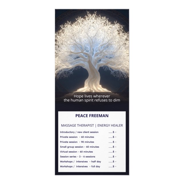 Roots of Starlight | Luminous Tree of Life Rack Card (Front)