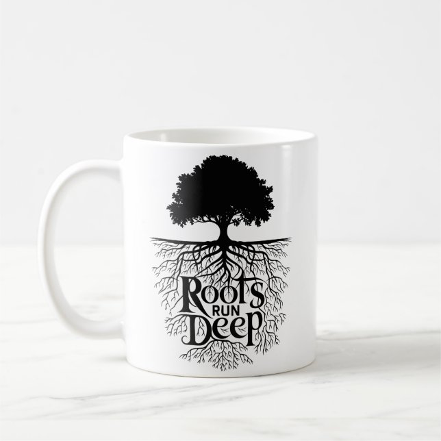 Roots Run Deep Tree Illustration Coffee Mug (Left)