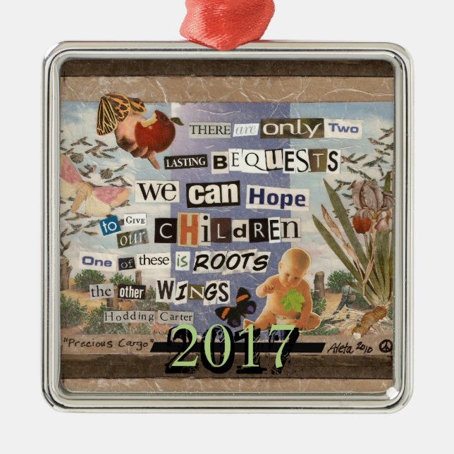 Roots & Wings Custom Year Metal Tree Decoration (Front)