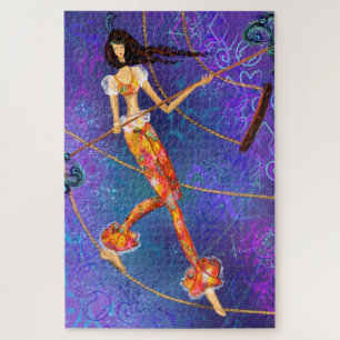 Rope Acrobat - Circus - Magic Girl - Painting Art  Jigsaw Puzzle