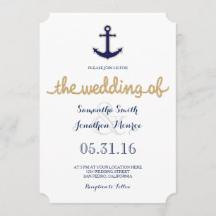 Rope and Anchor Nautical Wedding Invitation