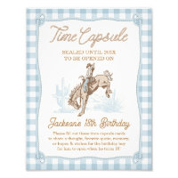 Rope Blue Plaid Cowboy 1st Rodeo Time Capsule Sign