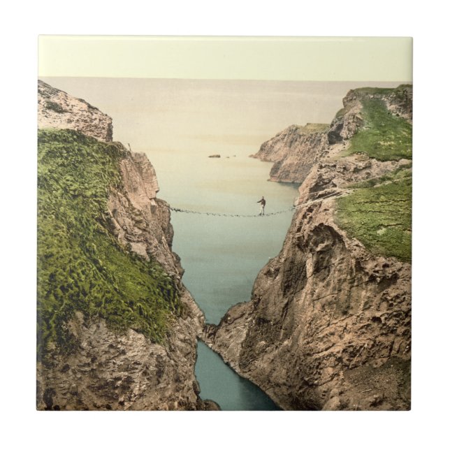 Rope Bridge, Carrick-a-Rede, County Antrim Ceramic Tile (Front)