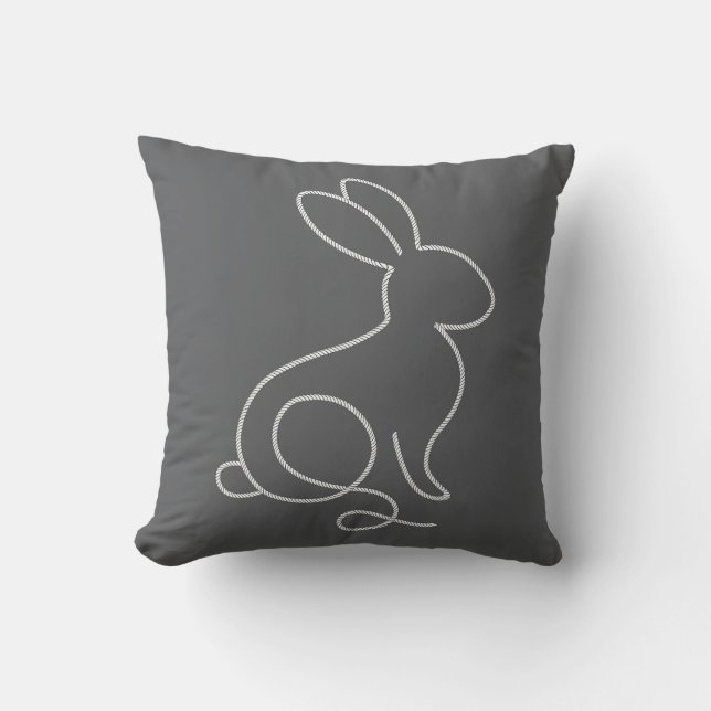 Rope Bunny Rabbit Minimal Modern Design Cushion (Front)