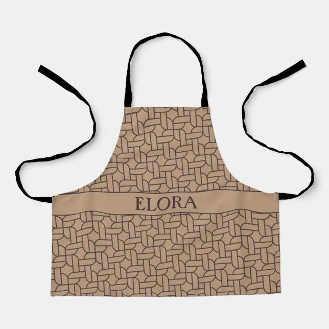 Rope Cream Brown Minimal Pattern Apron (Front)