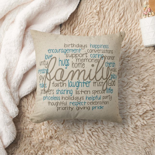Rope Design Family Word Cloud Cushion (Blanket)