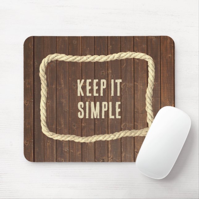 Rope Frame On Teak Wood With Quote Mouse Pad (With Mouse)