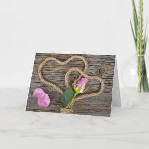 Rope Heart and Rose Anniversar Card
