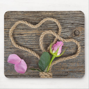 rope hearts with rose mouse pad