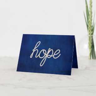 Rope "hope" text on blue card