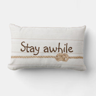 Rope Knot On Whitewashed Wood Lumbar Cushion