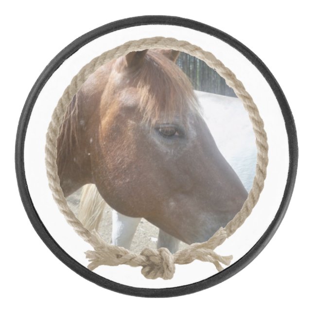 Rope lasso circle frame custom photo design hockey puck (Front)