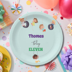 Rope park adventure kids birthday paper plate