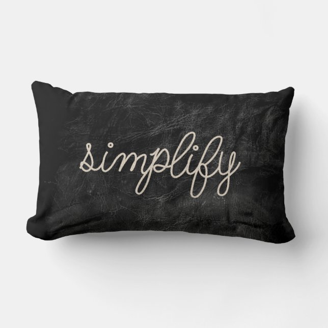 rope simplify text on black leather lumbar cushion (Front)