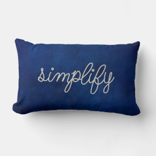 rope simplify text on blue lumbar cushion