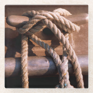 Rope Tied To A Boat Tie Glass Coaster