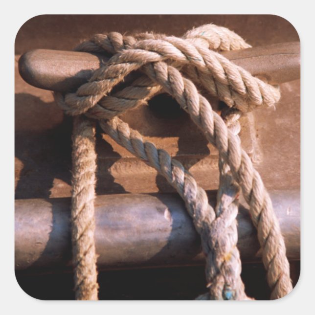 Rope Tied To A Boat Tie Square Sticker (Front)