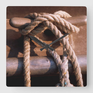 Rope Tied To A Boat Tie Square Wall Clock