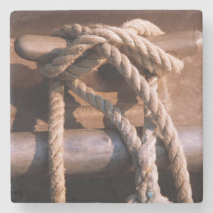 Rope Tied To A Boat Tie Stone Coaster