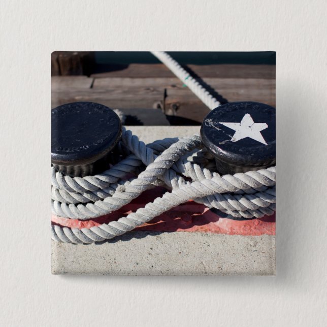 Rope Tied To Two Bollards 15 Cm Square Badge (Front)