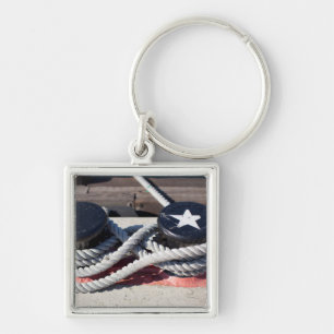Rope Tied To Two Bollards Key Ring