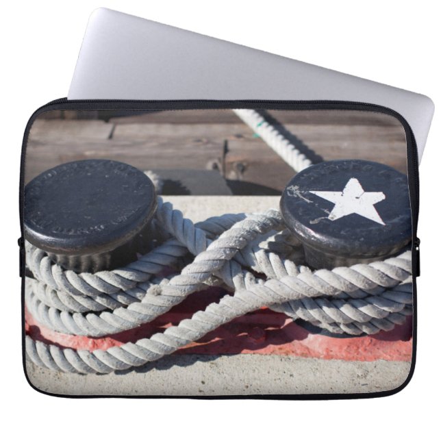 Rope Tied To Two Bollards Laptop Sleeve (Front)