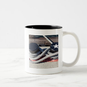 Rope Tied To Two Bollards Two-Tone Coffee Mug