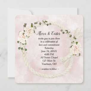 Rope Wreath and Hydrangea Bouquets Invitation
