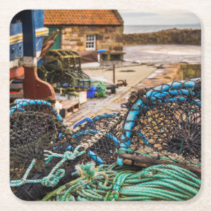 Ropes And Lobster Pots Pittenweem, Scotland Square Paper Coaster