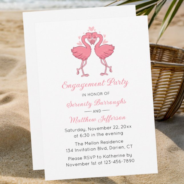 ropical Pink Flamingo Hawaiian Engagement Party Invitation (Creator Uploaded)