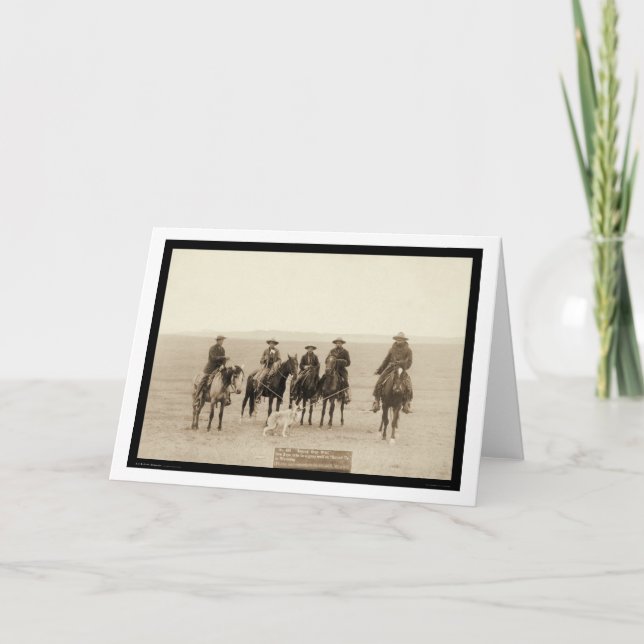 Roping a Grey Wolf in Wyoming 1887 Card (Front)