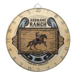 Roping Cowboy ADD NAME Western Family Horse Ranch Dartboard