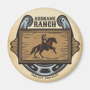 Roping Cowboy ADD NAME Western Family Horse Ranch Magnet