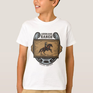 Roping Cowboy ADD NAME Western Family Horse Ranch T-Shirt